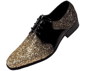 Amali Men's Two Tone Metallic Tuxedo Oxford Patent Trim Dress Shoe Style Gradey 