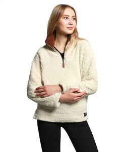 FOURSTEEDS Women's Casual Sherpa Fleece Pullover 1/4 Zipper Long Sleeve Collar Outwear Jacket Coat 