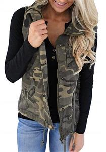 Tutorutor Women's Military Safari Vest Utility Lightweight Sleeveless Hooded Drawstring Jackets with Pocket 