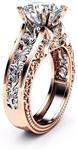 KMG Women Color Separation CZ Diamond Rose Gold Floral Wedding Engagement Ring