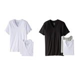 Calvin Klein Men's Cotton Classics Short Sleeve V-Neck T-Shirt, White-3 pk, Large and Multi, Large