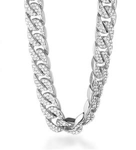 Halukakah ● Bling ● Men's 18k Real Gold/Platinum Plated Artificial Diamond Set Big Cuban Chain Necklace 18 