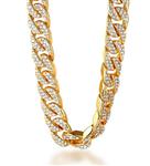 Halukakah ● Bling ● Men's 18k Real Gold/Platinum Plated Artificial Diamond Set Big Cuban Chain Necklace 18