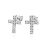 Spoil Cupid 925 Sterling Silver Cubic Zirconia Classic Mini Cross Crucifix Stud Earrings