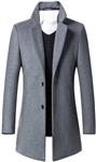 Beninos Men's Trench Coat Single Breasted 2 Buttons Long Jacket Overcoat