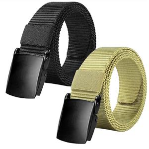 JINIU Men's Military Tactical Web Belt, Nylon Canvas Webbing Plastic/Metal Buckle Belt 