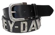 Harley-Davidson Men's Belt, Metal H-D Font, Black Leather Belt HDMBT10636