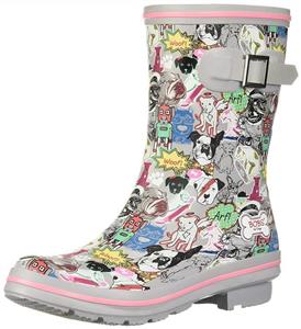 Skechers Women's Check Mixed Media Print Rain Boot 