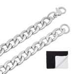 The Bling Factory 8.6mm Durable Stainless Steel Cuban Curb Link Chain Necklace + Microfiber Jewelry Polishing Cloth