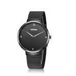 ETEVON Men’s Quartz Analog Wrist Watch with Unique Simple Dial and Stainless Steel Mesh Band, Fashion Dress Watches for Men - 30M Waterproof - Black