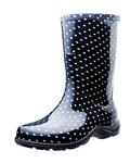 Sloggers Women's Waterproof Rain and Garden Boot with Comfort Insole, Black/White Polka Dot, Size 6, Style 5013BP06