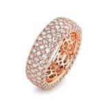 Barzel 18k White Gold or Rose Gold Plated Cubic Zirconia Eternity Band Ring Cocktail Jewelry