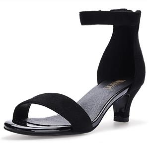 IDIFU Women's IN2 Slim Fashion Stilettos Ankle Strap Open Toe Pump Heeled Sandals Kitten Heel Party Shoes with Zipper