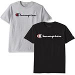 Champion Men's Classic Jersey Script T Shirt -3 Piece Bundle Includes 2 Shirts Free BE Bold Gym Tote Bag Genie Outlet