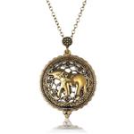 Vintage Tree of Life Magnifying Glass Sliding Top Magnet Antique Pendant Necklace Women