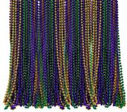 Bulk Pack of 72 Mardi Gras Colorful Beads Necklace 33 Inches Long 7mm Thick, Purple, Green, Gold Beads, Great for Party Favor Necklaces, Gasparilla Costume Accessory Supplies, By 4E’s Novelty