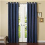 Best Home Fashion Heathered Linen Look Curtains – Antique Bronze Grommet Top – Blue – 52