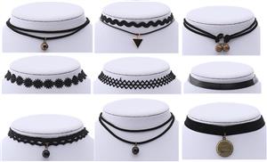 Backgarden Set of 9 Black Choker Necklace Set Stretch Velvet Classic Gothic Tattoo Lace Choker Necklaces for Women Girls Teens 