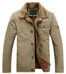 chouyatou Men's Winter Single Breasted Sherpa Lined Twill Work Barn Jacket