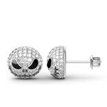 Jeulia skull Earrings for Women Sterling Silver Stud Diamond Studs Round Princess Cut Best Gift Girls, Boys, Men 