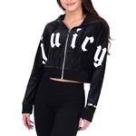 Juicy Couture Womens Velour Cropped Wide Sleeve Logo Jacket