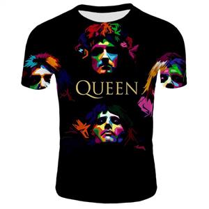 Queen Band Freddie Mercury 3D Print Men's Crest Logo Short Sleeve T-Shirt 