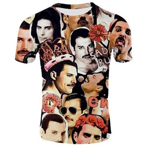 Queen Band Freddie Mercury 3D Print Men's Crest Logo Short Sleeve T-Shirt 