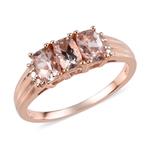 Morganite Diamond Promise Ring 925 Sterling Silver Vermeil Rose Gold Jewelry for Women Ct 1.2