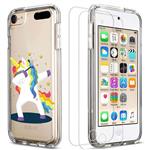 for iPod Touch 5/6/7 Case with 2 Pack Glass Screen Protector Phone Case for Men Women Girls Clear Soft TPU with Protective Bumper Cover Case for iPod 5th/6th/7th Generation -Unicorn