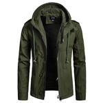 Zolulu Men's Hooded Military Jackets, Lightweight Cotton Casual Fashion Drawstring Full Zip up Sports Outdoors Spring Coat