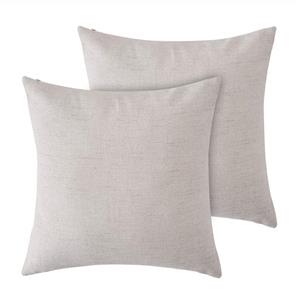 Deconovo Set of 2 Blank Pillow Covers Throw Cushion Cover Faux Linen Look Decorative Pillowcases for Sofa 18 x 18 Inch Cream No Pillow Insert 