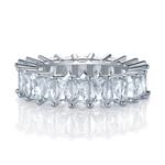 OPALBEST CZ Ring,Cubic Zirconia Band Emerald Cut Eternity Ring Band for Women Men