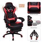 YOURLITEAMZ Video Gaming Chair Racing Office - PU Leather High Back Ergonomic 170 Degree Adjustable Swivel Executive Computer Desk Task Large Size with Footrest,Headrest and Lumbar Support (Red)