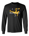 QASIMOF Air Ronaldo Soccer CR7 New Cristiano Men's Long Sleeve T-Shirt (Black, Medium)