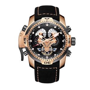 Reef Tiger Military Watches for Men Leather Strap Sport Watch Complicated Automatic Watches RGA3503 