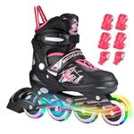 ZALALOVA Inline Skate for Girls, Kids Adjustable Inline Skates Safe Girls Roller Skates with Thickened Breathable Mesh Rollerblades for Girls Boys Beginner - Featuring All Illuminating Wheels