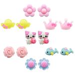 Elesa Miracle 7pc Kids Toddler Little Girl Clip-on Earrings Value Party Favor Birthday Gift Pretend Play Princess Jewelry Set in Box, 01
