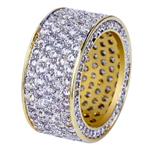 JINAO 18K Gold 11mm Eternity Wedding Engagement Band MICROPAVE CZ Iced Out Mens Ring