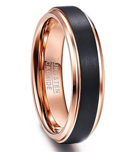 NUNCAD 8mm Tungsten Carbide Ring Black Brushed Finish Polished Beveled Edges Size 5 12 