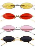 4 Pairs Vintage Oval Sunglasses Slender Small Metal Frames Upgraded Nose Pads Gothic Glasses Candy Colors for Men and Women