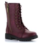 Seven7 Women's Combat Boot Mr. Zipper Lace-Up Round Toe Low Heel Boots Vegan Leather