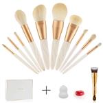 Professional Makeup Brush Set - 10PCS Make Up Cosmetics Brushes  for Blending Foundation Powder Concealer Blush Eye Shadow with Case, Blender Sponge, Clean Soap, Foundation Brush