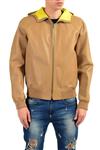 Gucci Men's 100% Leather Beige Full Zip Hooded Jacket Size US M IT 50