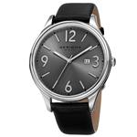 Akribos XXIV Men's Radiant Sunburst Dial - Date Window Three Hand Quartz Genuine Leather Strap Watch - AK869