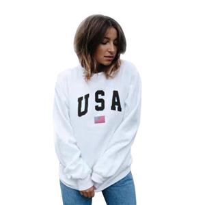 Women Fashion Sweatshirt,Lelili USA Letter and Flag Printed Long Sleeve Crewneck Casual Pullover Tops 