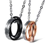 OPK Jewelry Stainless Steel Macthing Couple Necklaces I Will Always Be with You Ring Band Circle Hook-ups Pendent Promise Love Wedding Jewel Gift with Chain