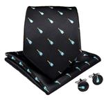 DiBanGu Men's Necktie Novelty Silk Tie Pocket Square Cufflink Tie Clip Set for Wedding Prom Party Business