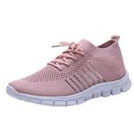 Women's Fashion Flying Weaving Socks Shoes Light Running Sports Shoes Girl's Breathable Casual Comfortable Sneakers Pink