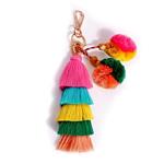 Colorful key rings Tassel Decorations for Handbags Attractive Handmade Personalized Bag Charm Key chain Women Pom Pom