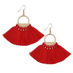 Tassels Earrings Bohemia Ethnic Dangle Eardrop Fan Fringe for Women Girls White Red Black